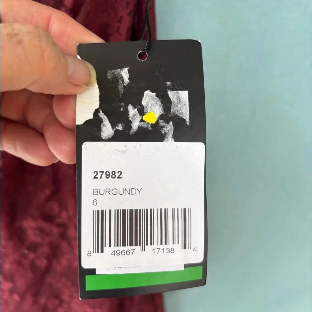 NWT La Femme sz 6 27982 Portrait Neck Lace Gown Burgundy Red Pleat Long Formal - Picture 5 of 9